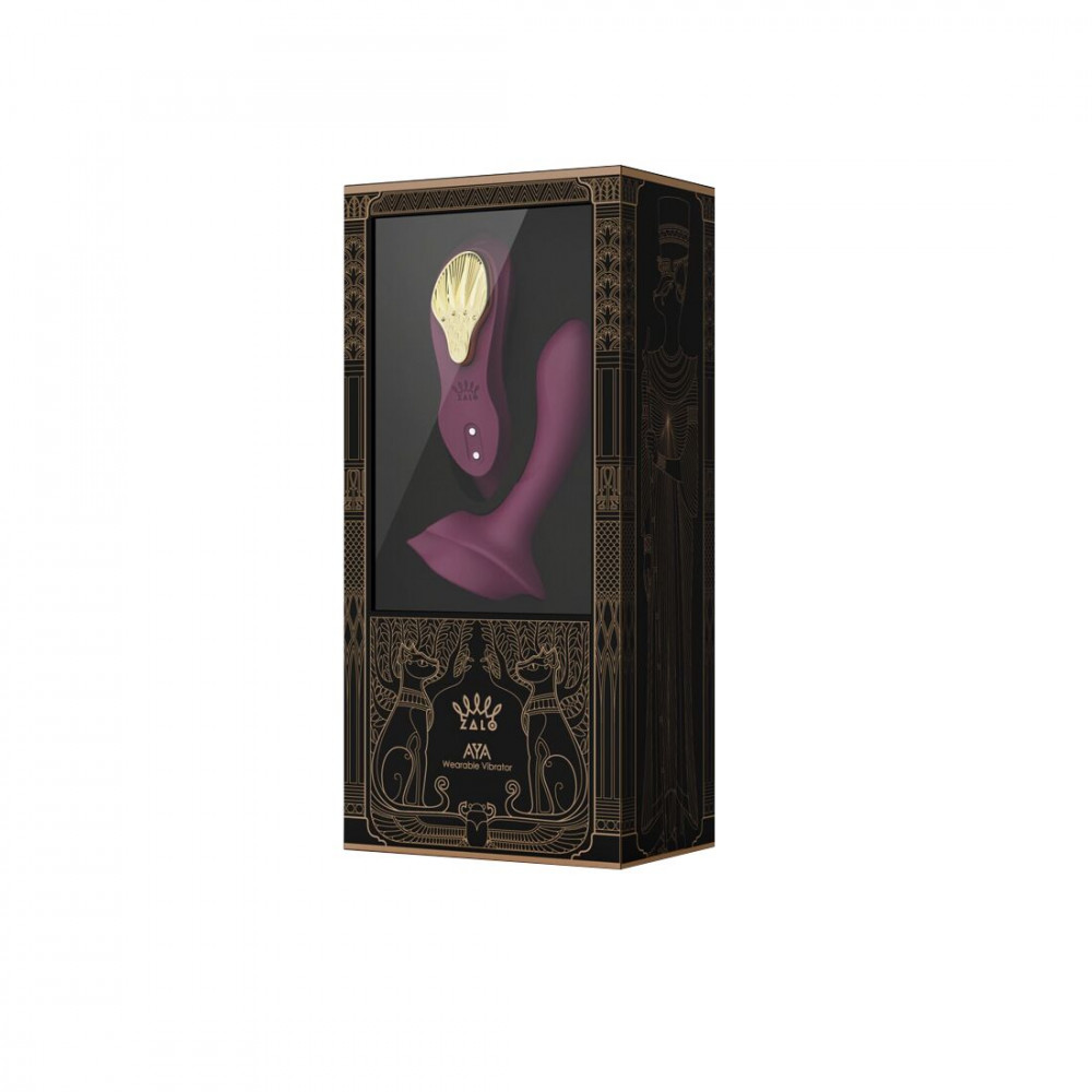 Вибратор - Смарт-вибратор в трусики Zalo - AYA Velvet Purple, насадка и пульт ДУ 1