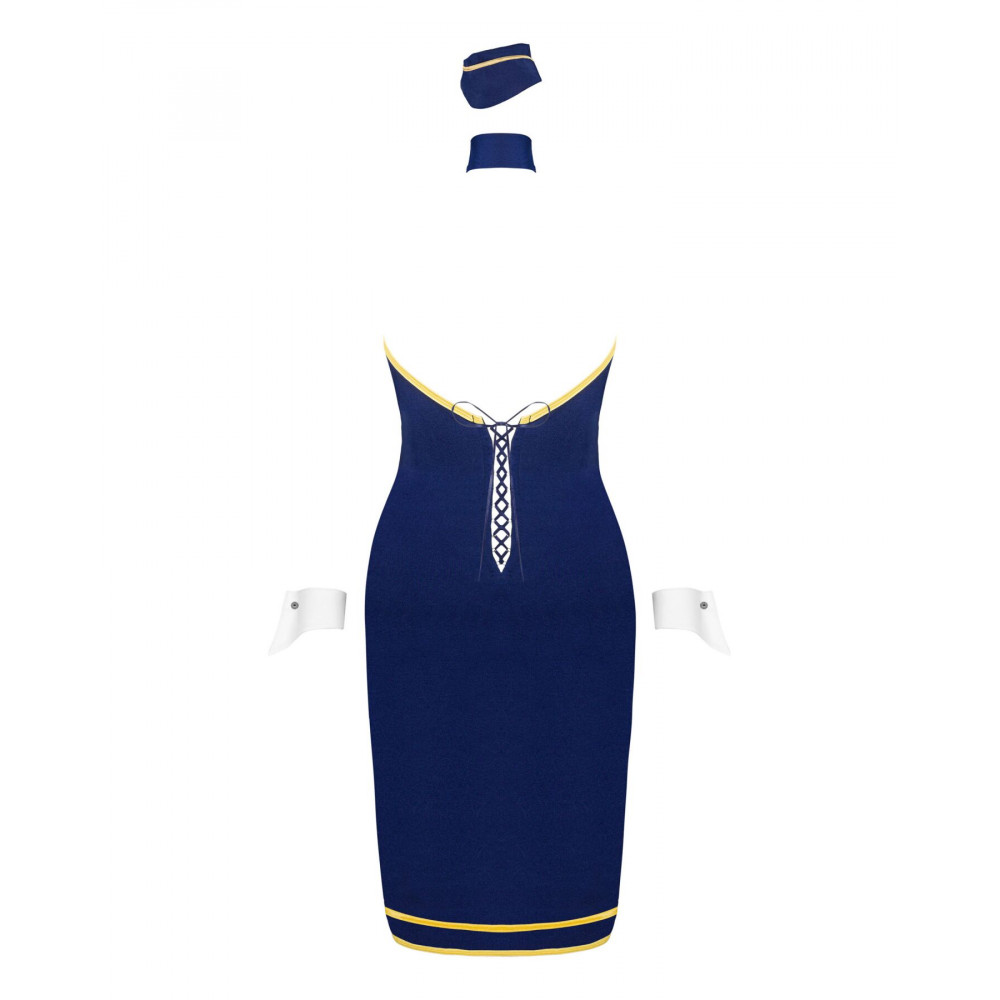 Эротические костюмы - Эротический костюм стюардессы Obsessive Stewardess uniform XS/S, blue, платье, пилотка, шарф, манжет 4