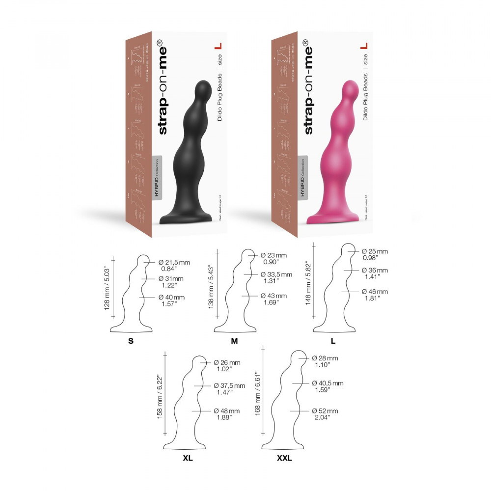 Страпон - Насадка для страпона Strap-On-Me Dildo Plug Beads Black M 3