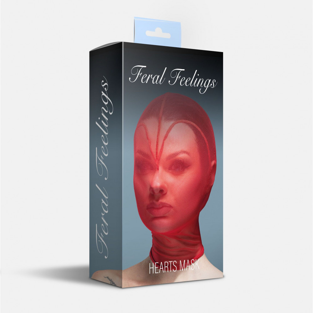 Маски - Маска сердце сетка с полностью закрытым лицом  Feral Feelings - Hearts Mask Red/Red 1