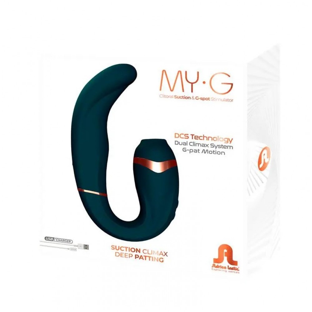 Секс игрушки - Вакуумный стимулятор клитора и точки G Adrien Lastic My-G из силикона, зеленый 1