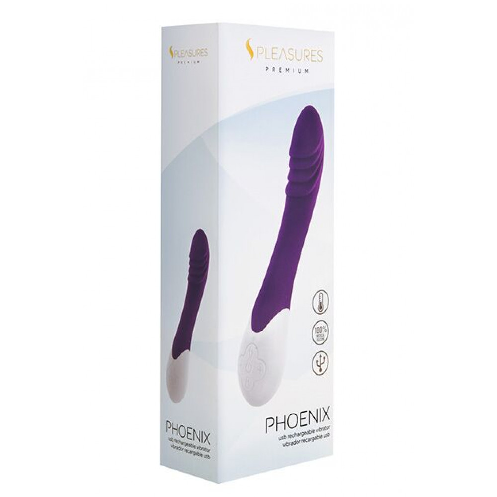 Вибратор - Вибратор S Pleasures Premium Phoenix, для точки G, фиолетовый, водостойкий, 16 видов вибрации, нагрев 2