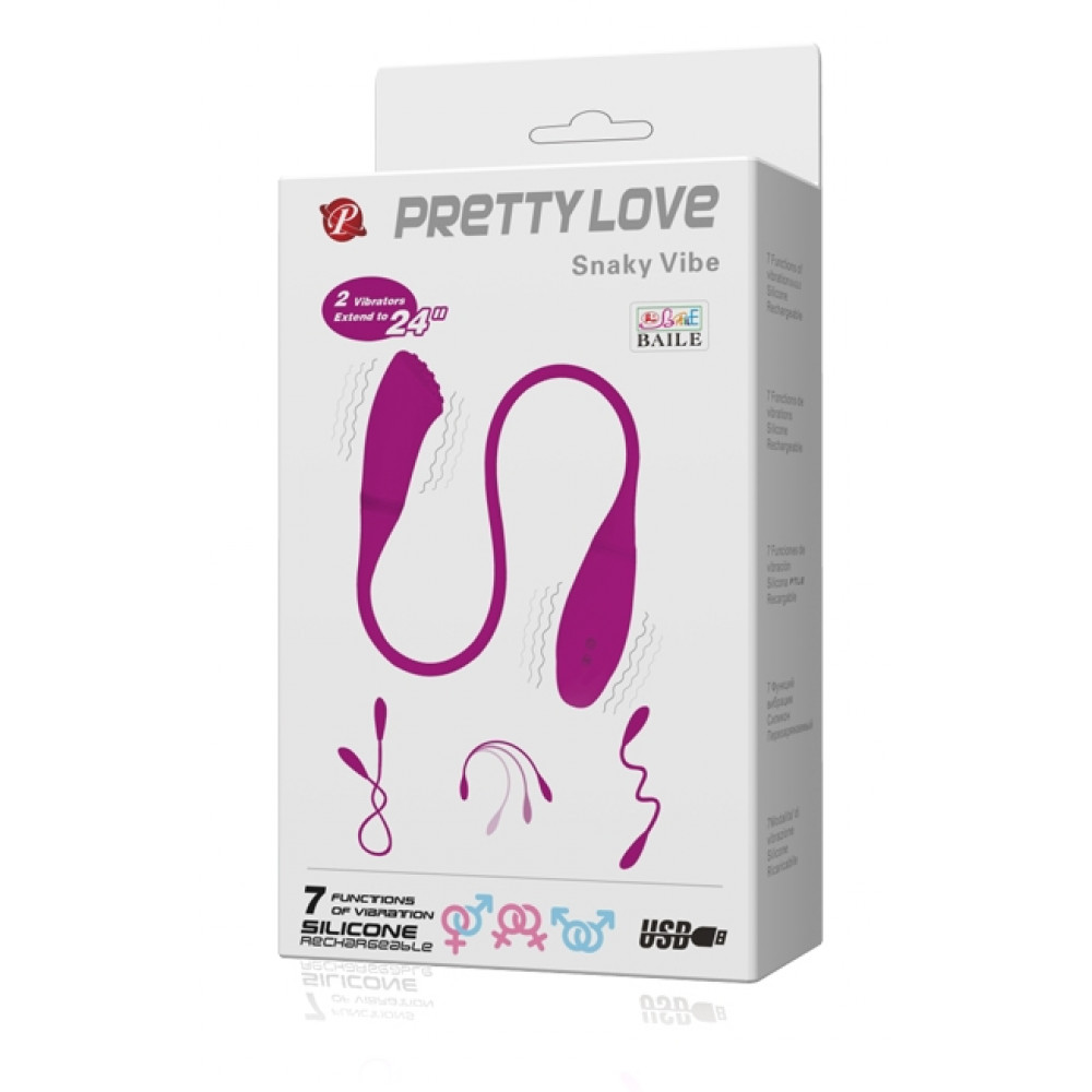 Вибратор - Гибкий двусторонний вибратор PRETTY LOVE - Snaky Vibe, BI-014327-2 1