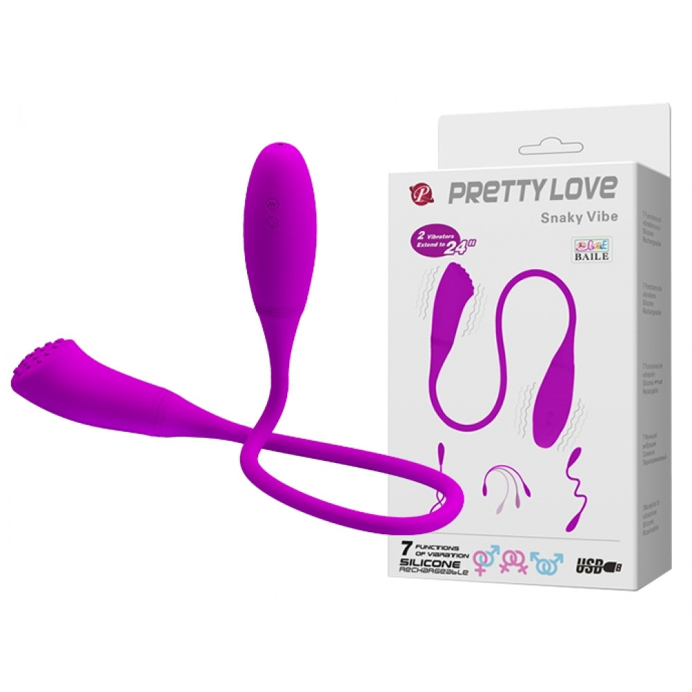 Вибратор - Гибкий двусторонний вибратор PRETTY LOVE - Snaky Vibe, BI-014327-2