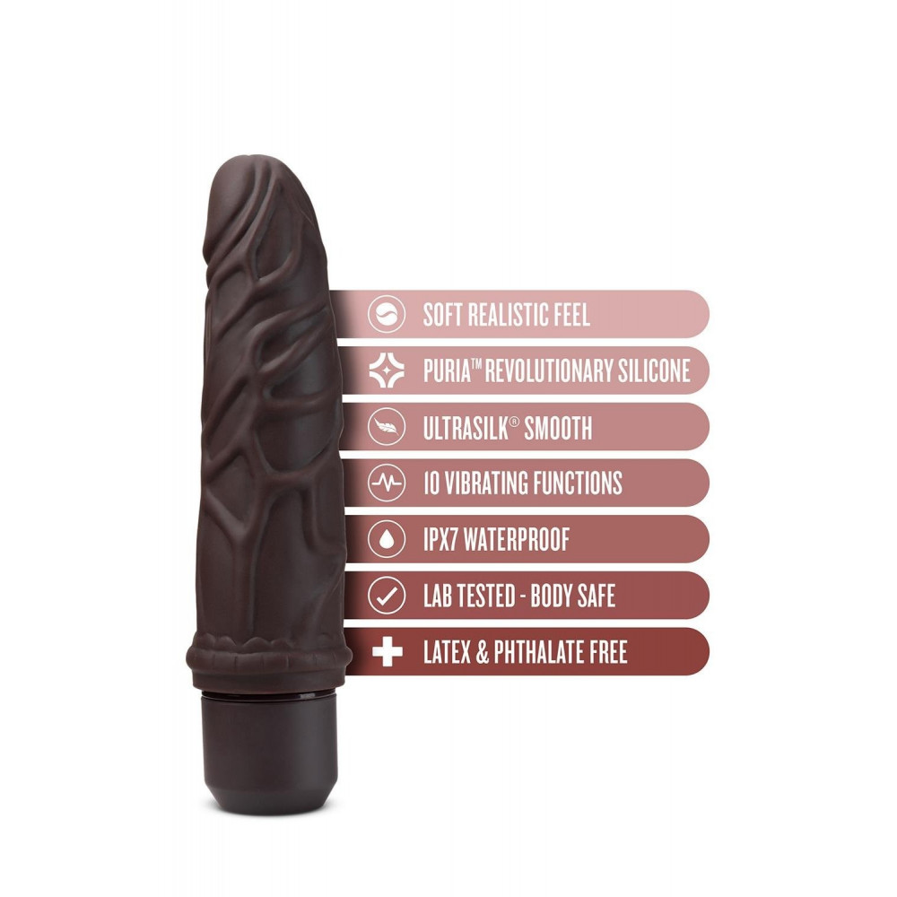 Секс игрушки - Вибратор реалистичный Blush Dr. Skin Dr. Robert на батарейках, коричневый 5