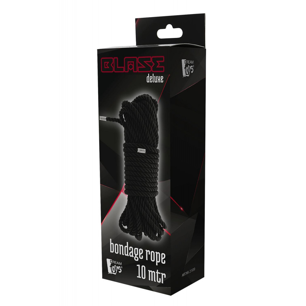 Наручники, веревки, бондажы, поножи - Веревка для бондажа BLAZE DELUXE BONDAGE ROPE 10M BLACK 3