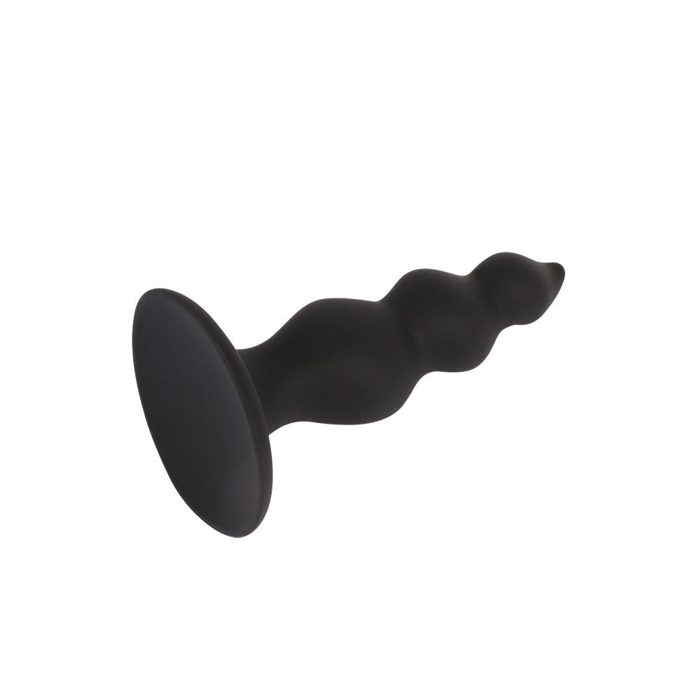 Секс игрушки - Анальная пробка с волнистой поверхностью Chisa Black Mont черная, 4.8 см 4