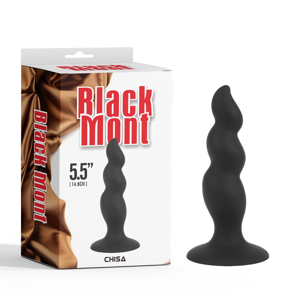 Секс игрушки - Анальная пробка с волнистой поверхностью Chisa Black Mont черная, 4.8 см