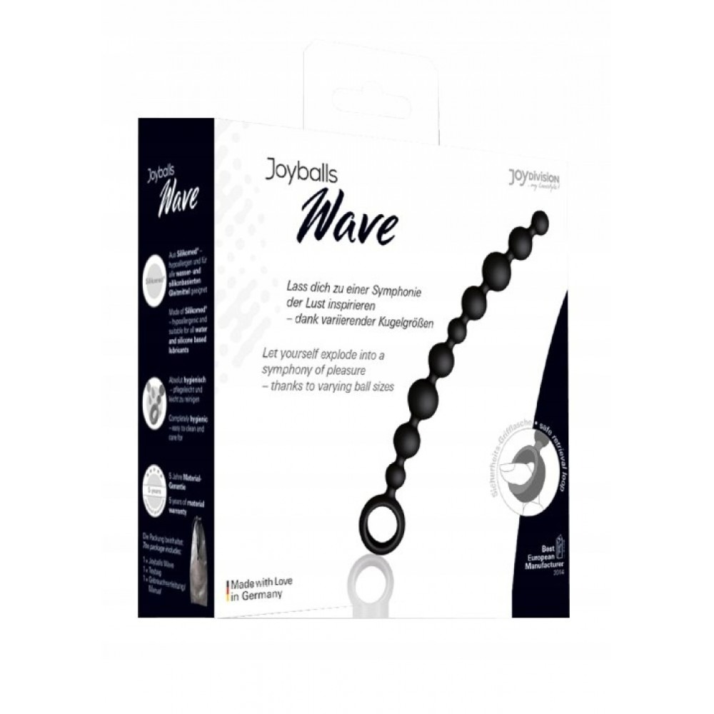 Секс игрушки - Анальная цепочка Joy Division Joyballs anal wave, черная, 29.8 см 1