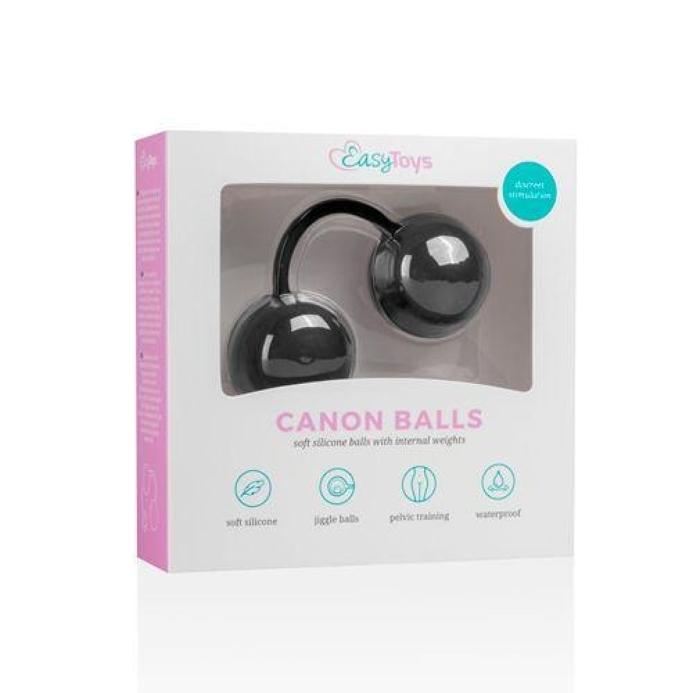 Вагинальные шарики - Вагинальные шарики со смещенным центром притяжения Easytoys, силиконовые, черные, 20 х 3.7 1