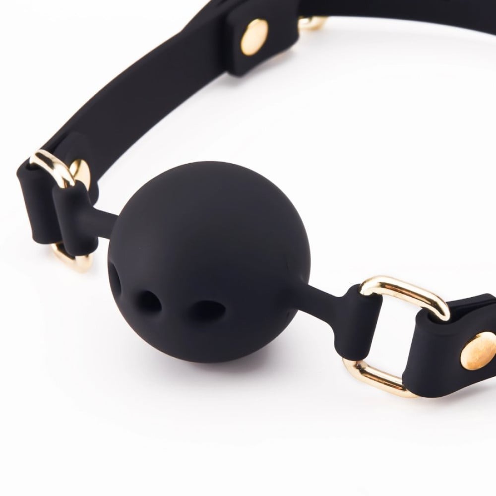 БДСМ игрушки - Кляп с шариком Roоmfun Mouth Ball Gag силиконовый, черный 2