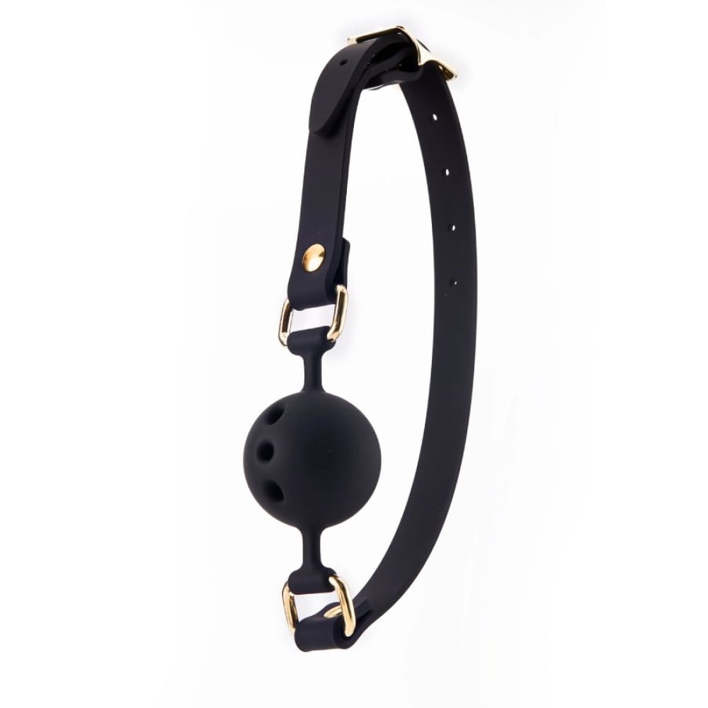 БДСМ игрушки - Кляп с шариком Roоmfun Mouth Ball Gag силиконовый, черный 1
