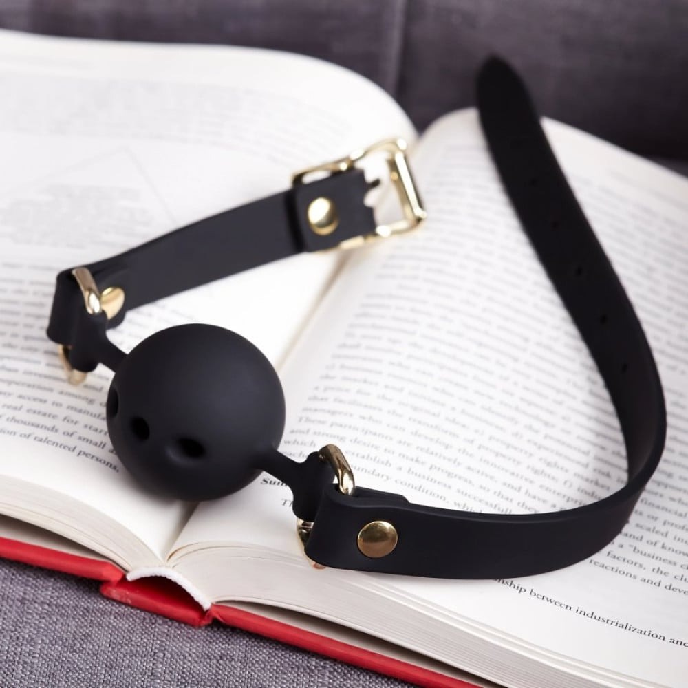 БДСМ игрушки - Кляп с шариком Roоmfun Mouth Ball Gag силиконовый, черный 6