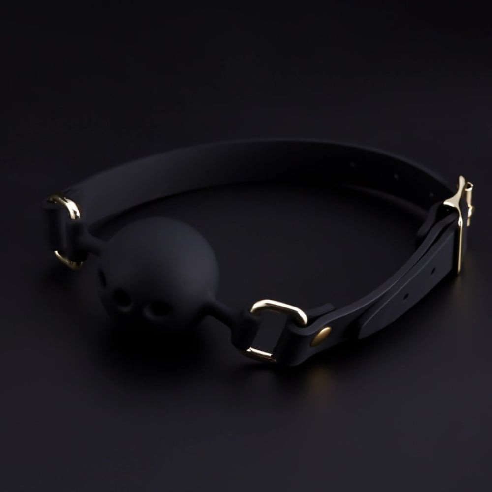 БДСМ игрушки - Кляп с шариком Roоmfun Mouth Ball Gag силиконовый, черный 7