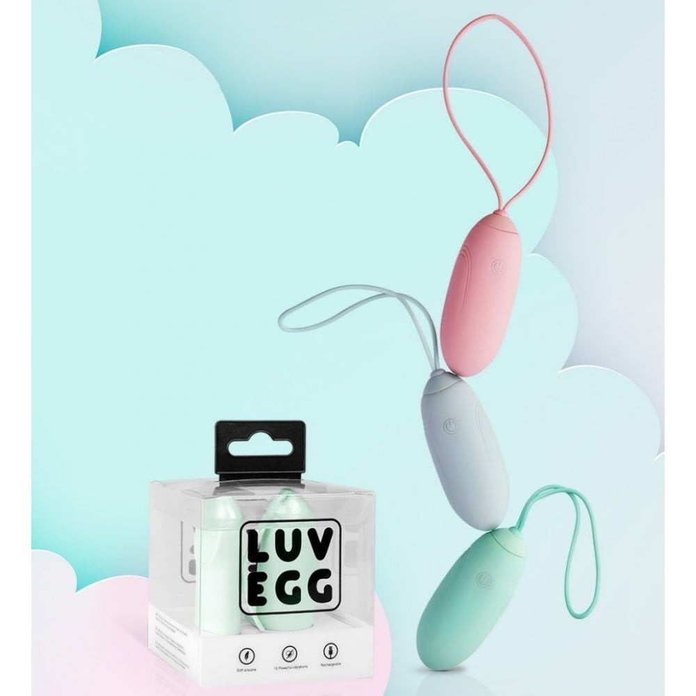 Вагинальные шарики - LUV001BLU Виброейте с пультом LUV EGG голубое 1