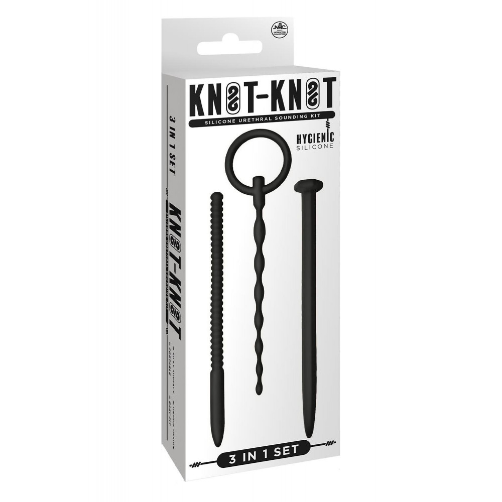БДСМ игрушки - Набор черных уретральных катетеров NMC Knot Knot из силикона 3