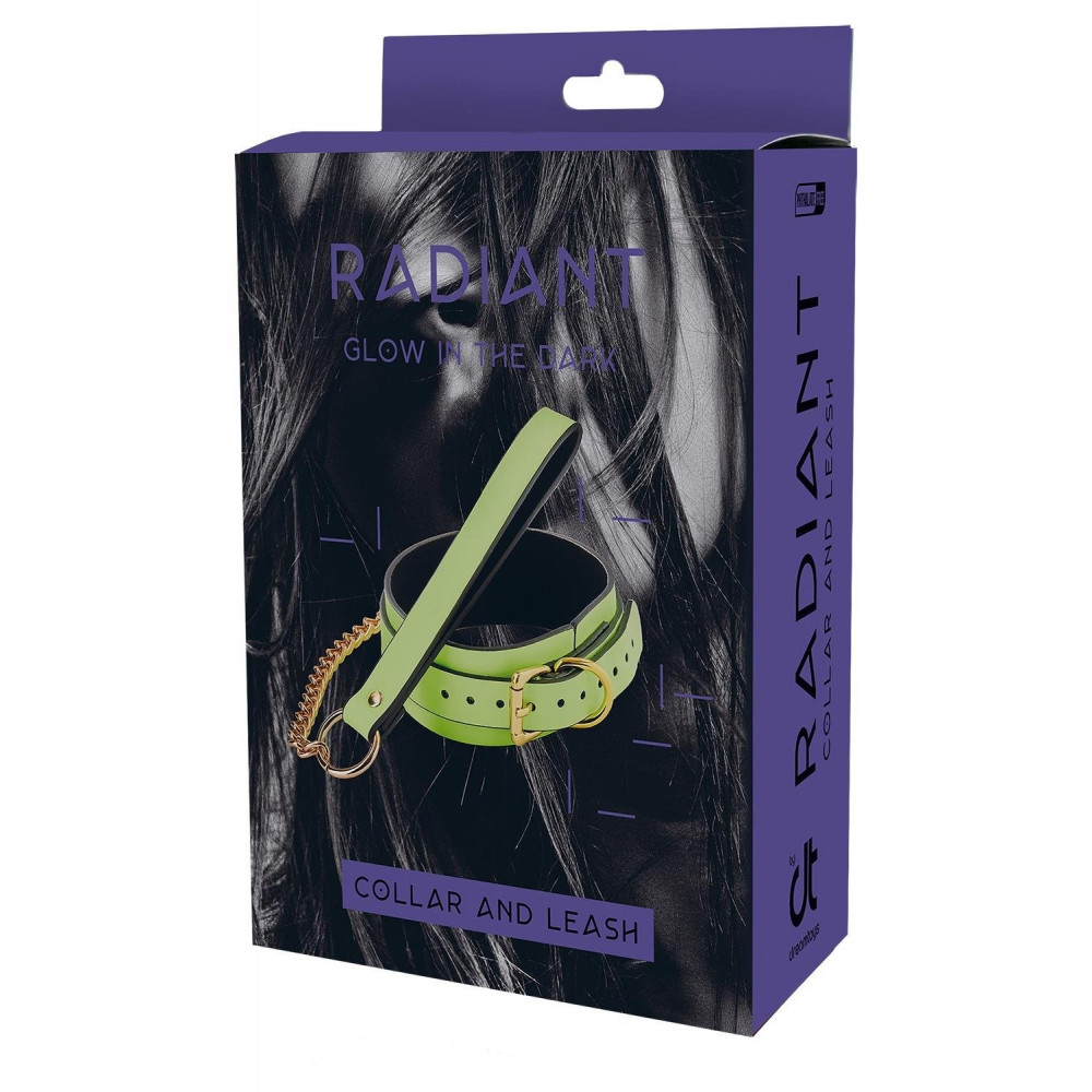 БДСМ игрушки - Ошейник с поводком светящийся в темноте Dream Toys Radiant Collar & Leash зеленый 6