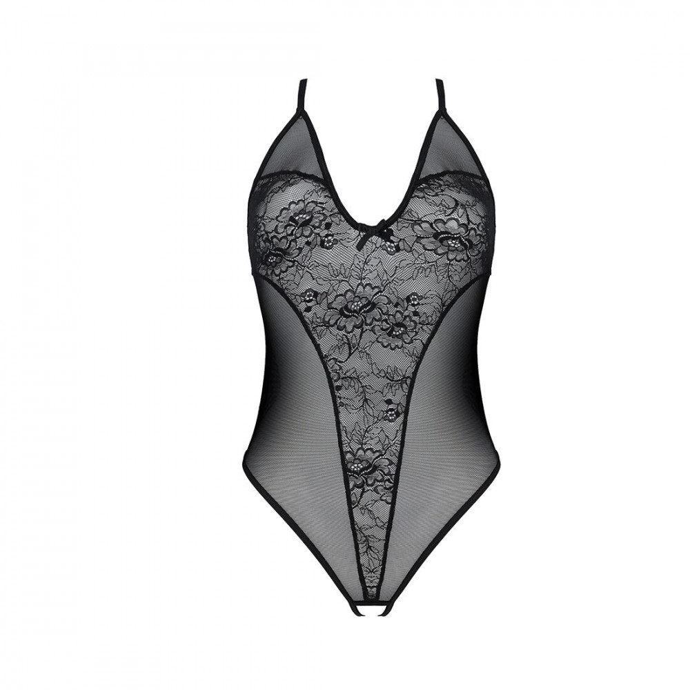 Эротическое боди - Боди с ажурным декором и открытым шагом Ursula Body black XXL/XXXL — Passion 3