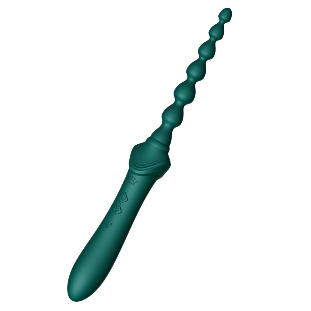 Клиторальный вибратор - Мультифункциональный вибратор Zalo — Bess 2 Turquoise Green, 4 насадки, подогрев 6