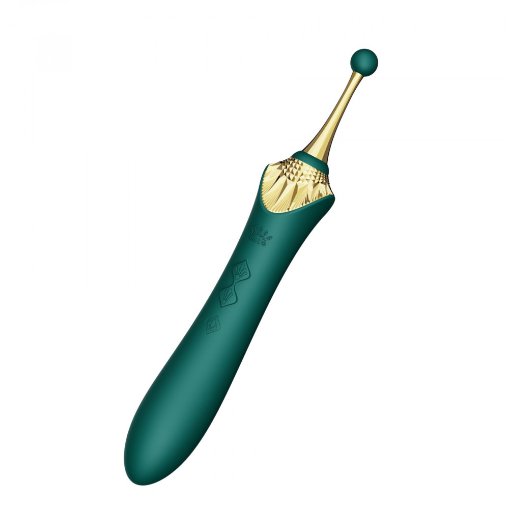 Клиторальный вибратор - Мультифункциональный вибратор Zalo — Bess 2 Turquoise Green, 4 насадки, подогрев 8