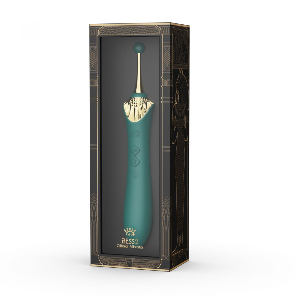 Клиторальный вибратор - Мультифункциональный вибратор Zalo — Bess 2 Turquoise Green, 4 насадки, подогрев 1
