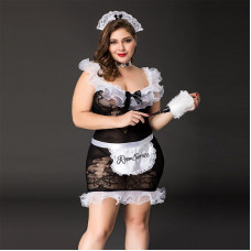 Костюм горничной JSY «Послушная Эльма» Plus Size Black, платье, передник, головной убор горничной