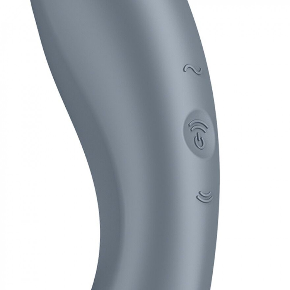 Вибраторы вакуумные - Вакуумный стимулятор с вибрацией Satisfyer Curvy Trinity 1 Bluegrey, игрушка 3в1 3