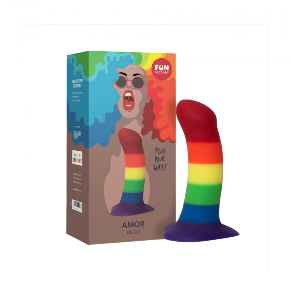 Дилдо - Фаллоимитатор Fun Factory AMOR, радужный, длина 14,6 см, диаметр 3,7 см, изогнутый 3