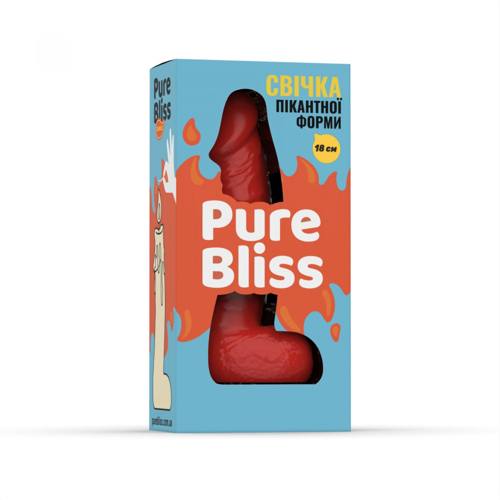 Секс приколы, Секс-игры, Подарки, Интимные украшения - Свеча в виде члена Pure Bliss BIG Red 18 см 5