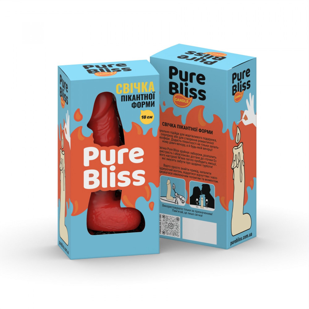 Секс приколы, Секс-игры, Подарки, Интимные украшения - Свеча в виде члена Pure Bliss BIG Red 18 см 6