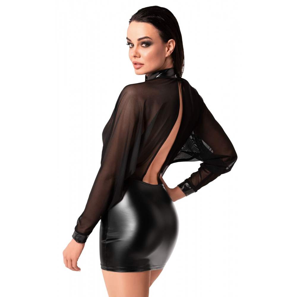 Сексуальные платья - Платье Noir Handmade F348 Powerwetlook and tulle dress - XL 2