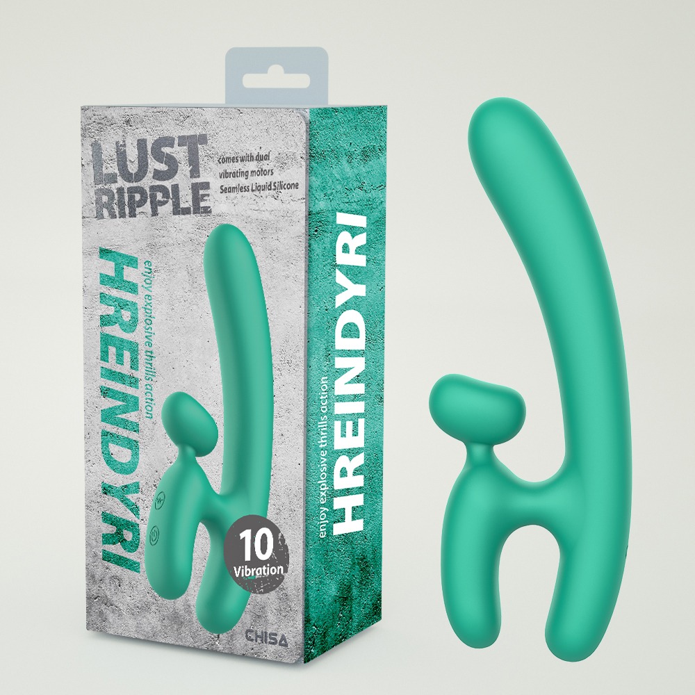 Секс игрушки - Вибратор со стимуляцией клитора, с двумя вибромоторами Chisa Lust Ripple Hreindyri, зеленый