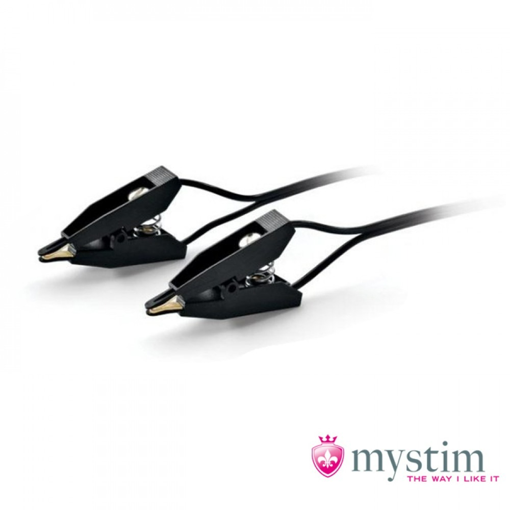 Секс игрушки - Зажимы для сосков с электростимуляцией Mystim, черные, 4 см