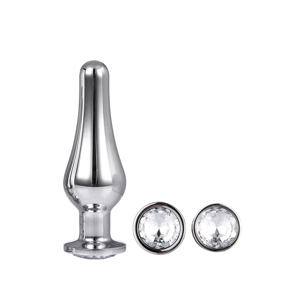 Анальная пробка со стразом - DT21874 Набор анальных пробок конической формы Dream Toys GLEAMING LOVE PLEASURE SET SILVER 1