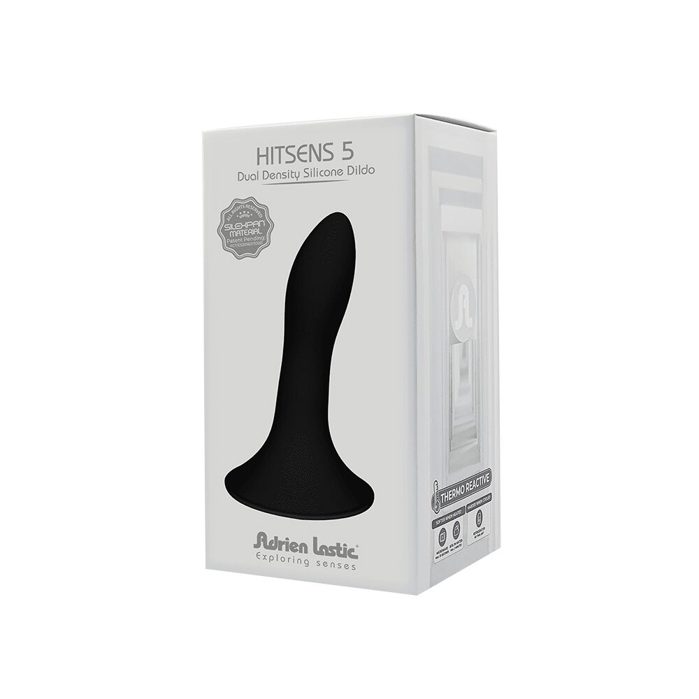 Дилдо - Дилдо с присоской Adrien Lastic Hitsens 5 Black, отлично для страпона, диаметр 2,4см, длина 13см 1