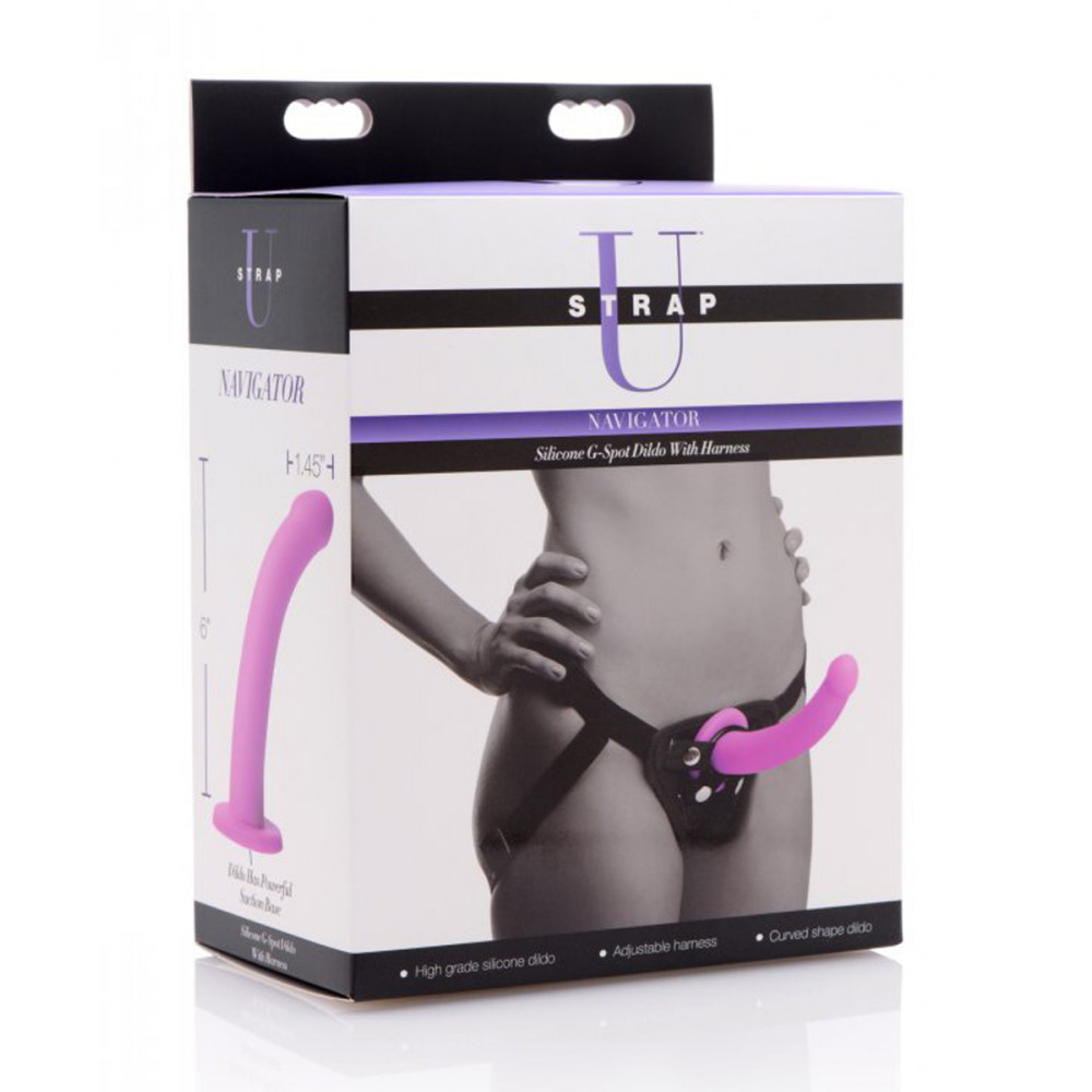 Секс игрушки - Страпон с кольцевой крепью Navigator Silicone G-Spot Dildo фиолетовый 1