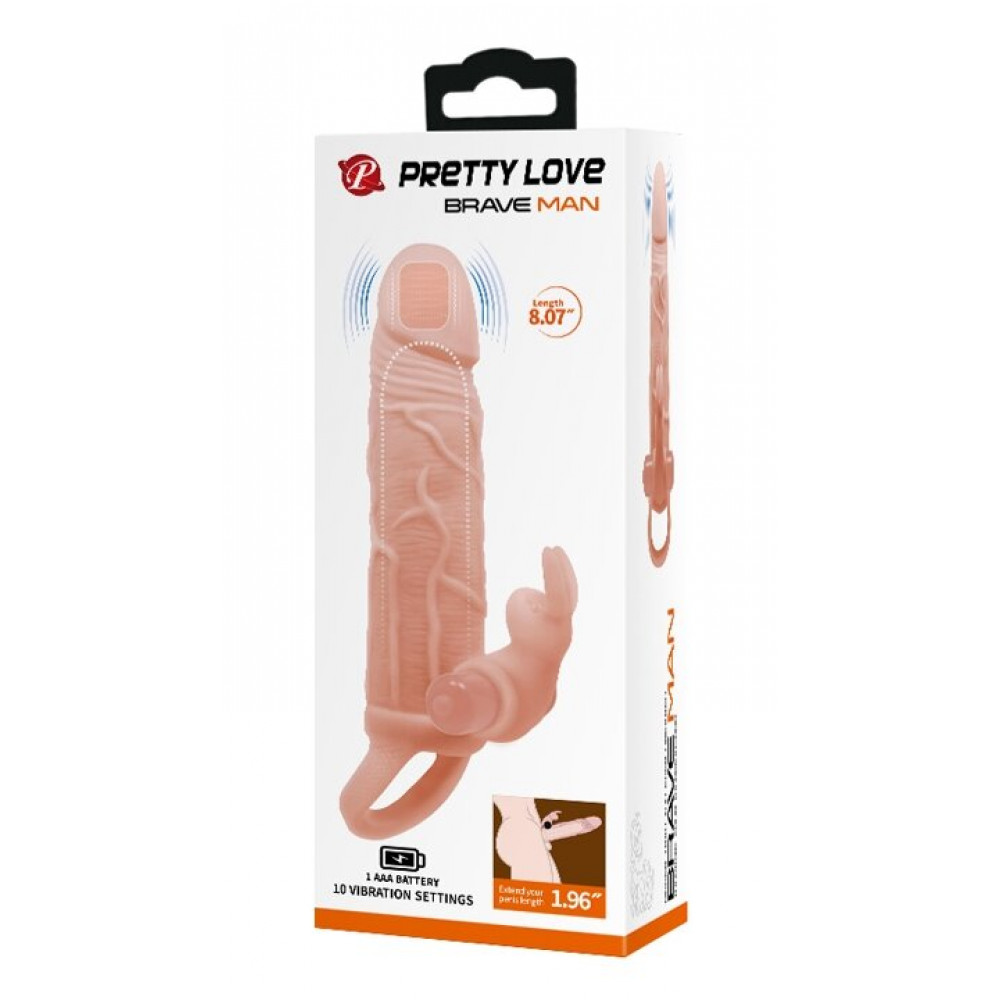Эрекционные кольца и насадки на член - Насадка с вибрацией Pretty Love - Brave man, BI-026225Z