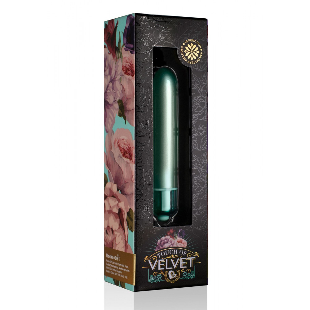 Клиторальный вибратор - Вибропуля Rocks Off RO-90mm Touch of Velvet Aqua Lily матовая, 10 режимов работы, на батарейке 2
