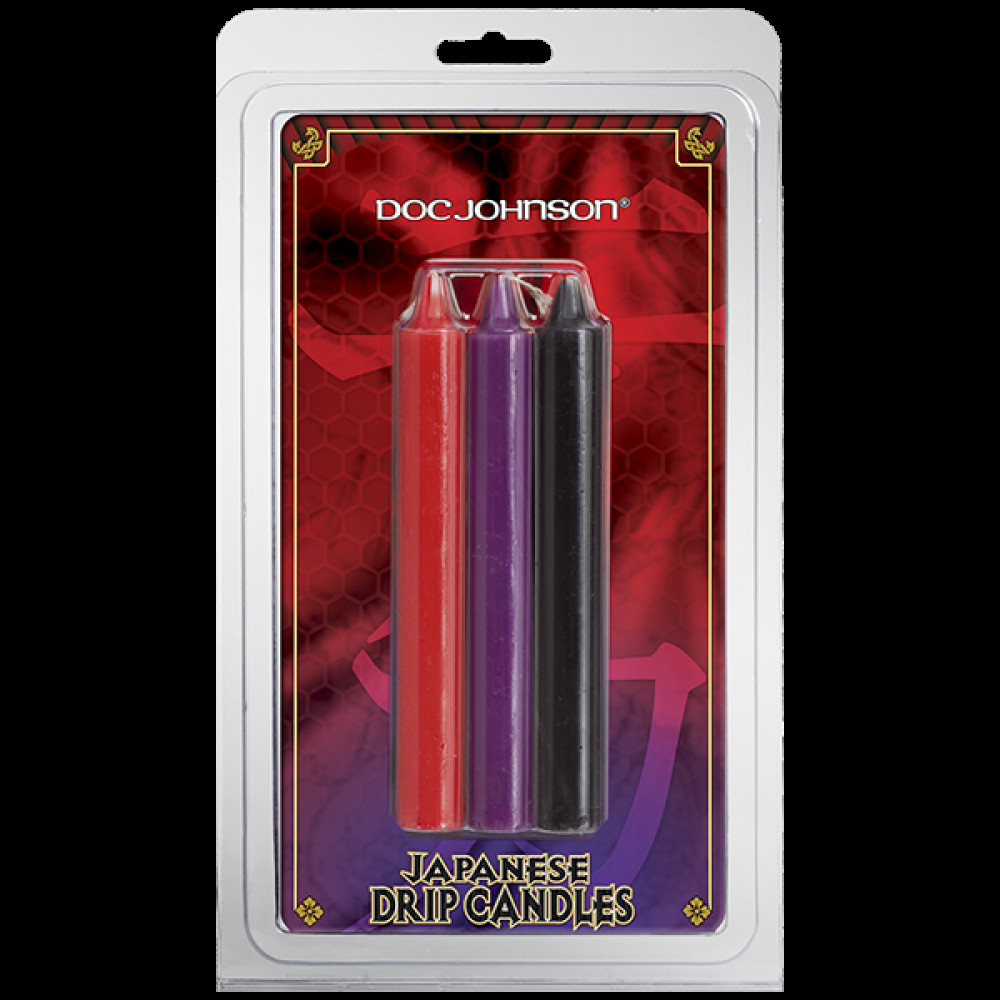   Аксессуары - БДСМ свечи низкотемпературные Doc Johnson Japanese Drip Candles - 3 Pack Multi-Colored