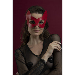 Маска кошечки Feral Feelings - Kitten Mask, натуральная кожа, красная