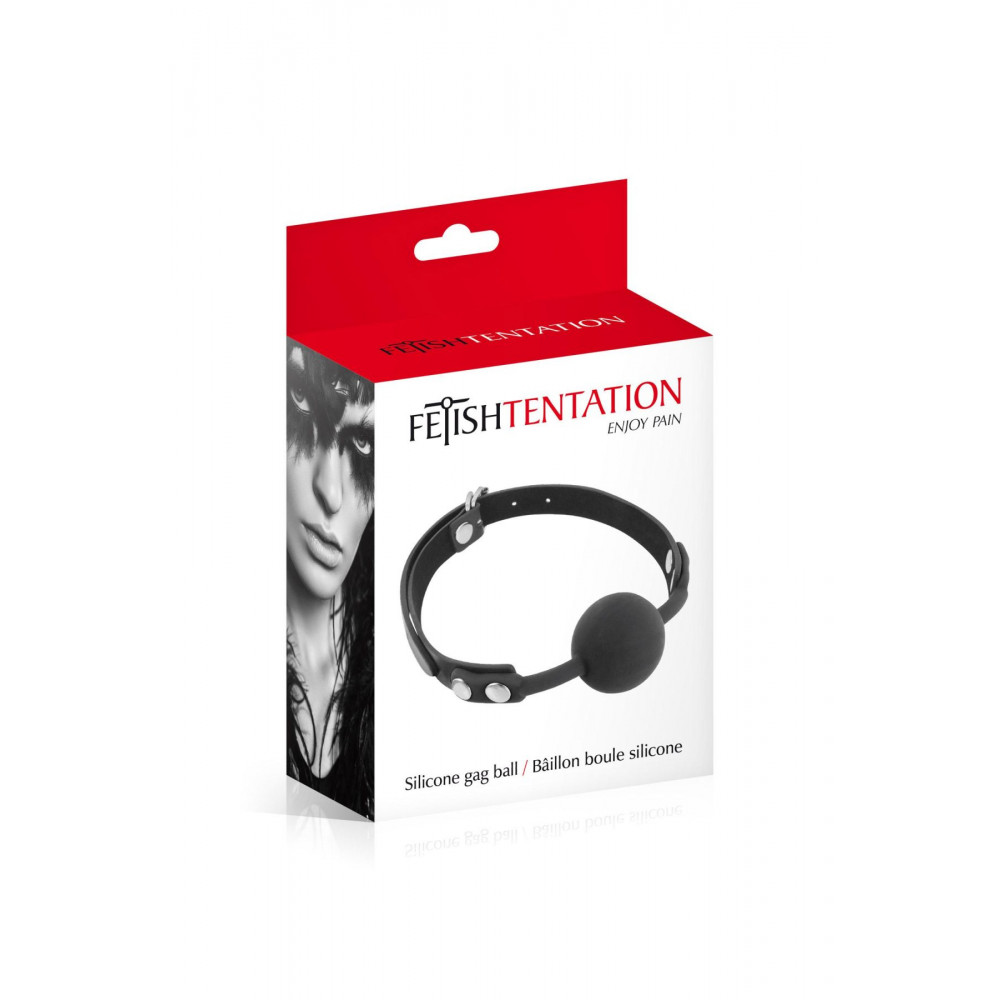 Кляп - Классический кляп с силиконовым шариком Fetish Tentation Silicone Gag Ball Black 1