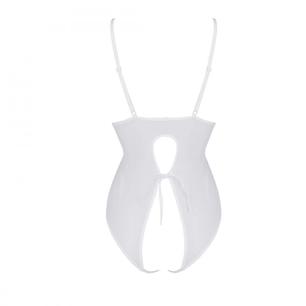 Эротическое боди - Боди с ажурным декором и открытым шагом Ursula Body white L/XL — Passion 2