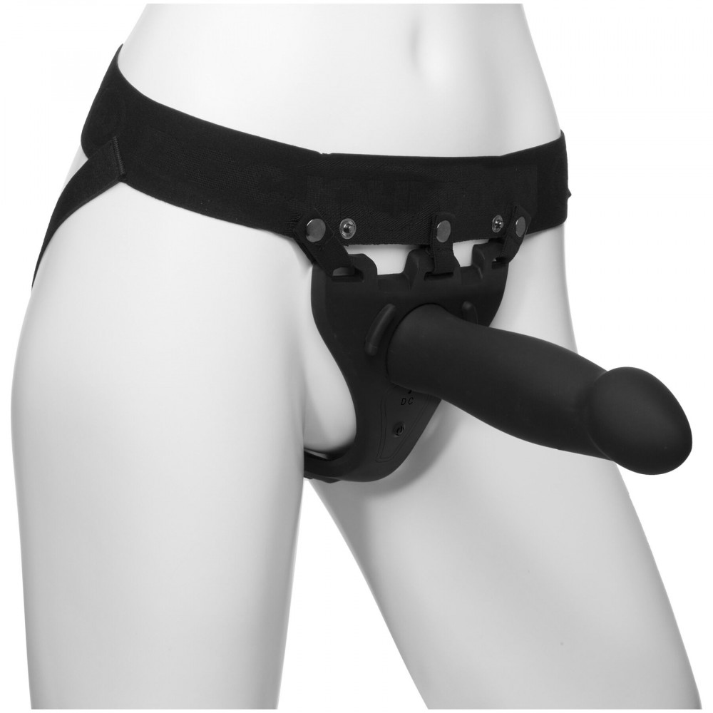 Фаллопротезы   - Страпон унисекс Doc Johnson Body Extensions – Be Risque, вибрация, пульт управления, полая насадка