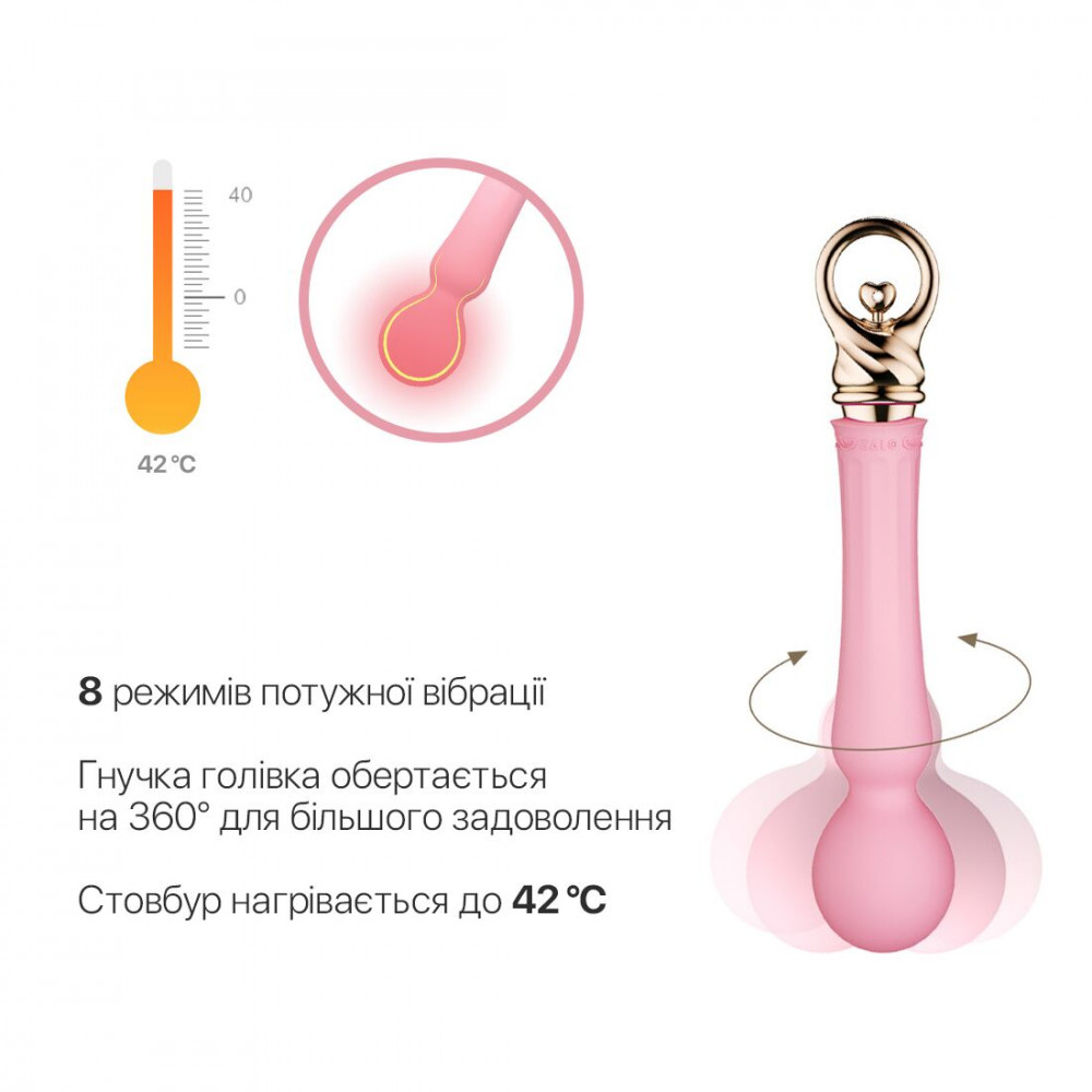 Вибромассажеры - Вибромассажер с подогревом Zalo Sweet Magic - Confidence Wand Fairy Pink 6