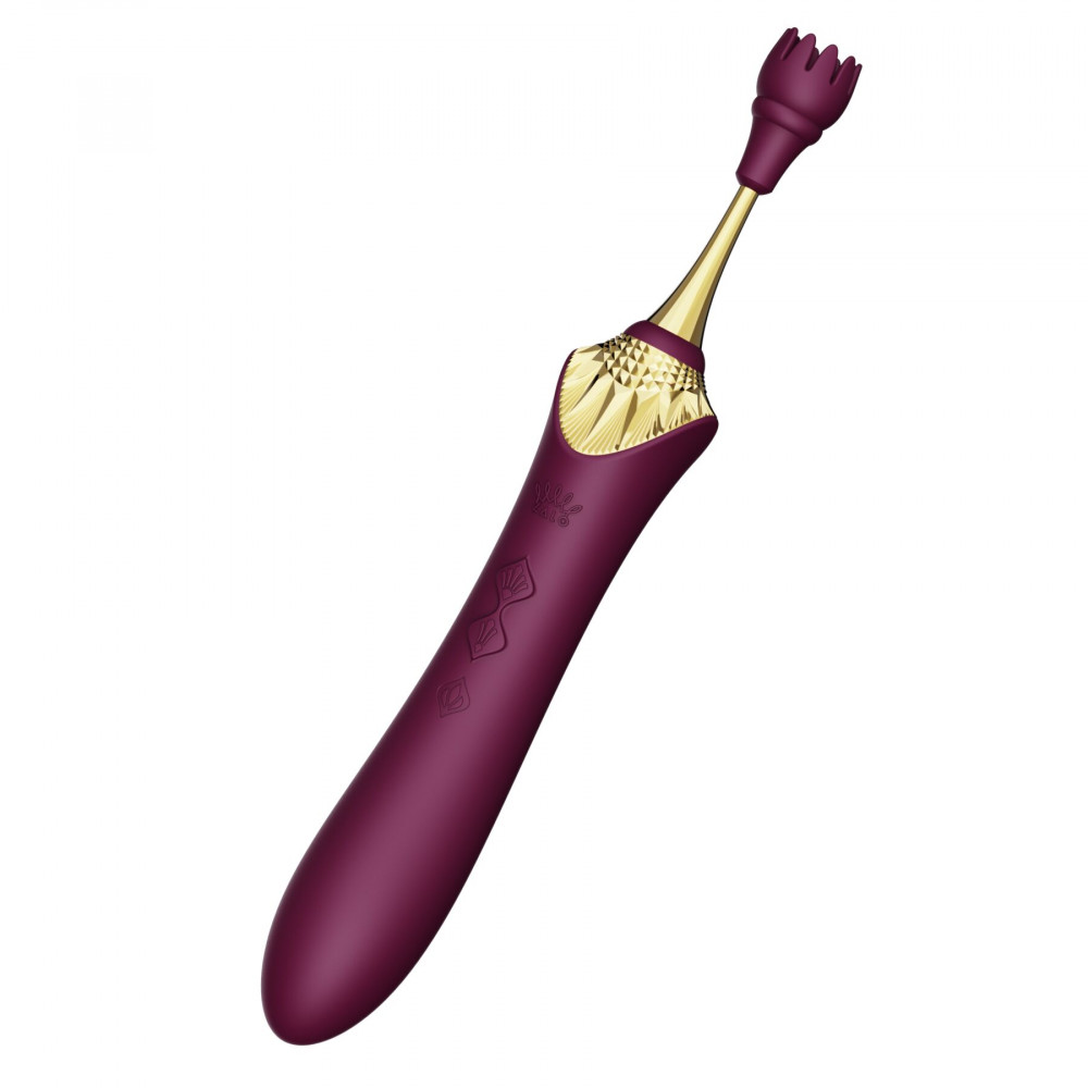 Клиторальный вибратор - Мультифункциональный вибратор Zalo — Bess 2 Velvet Purple, 4 насадки, подогрев 7