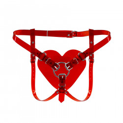 Трусики Сердце для страпона Feral Feelings - Hearts Strap-on Belt Red Trasparent