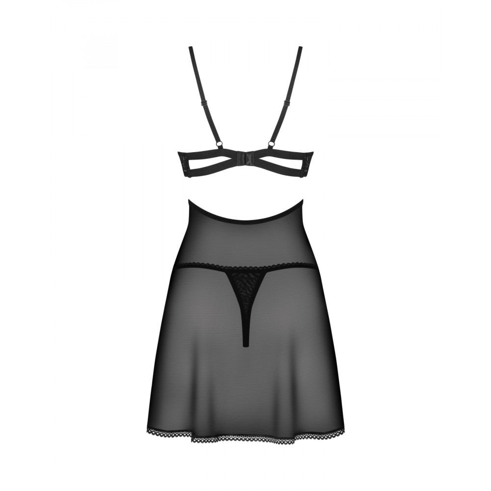 Эротические пеньюары и сорочки - Бэби-долл Obsessive Nutris babydoll & thong XS/S 3