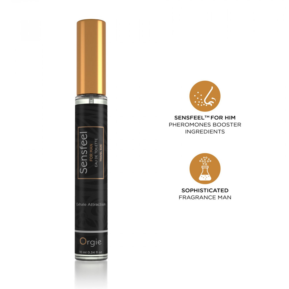Интимная косметика - Мужские духи с феромонами Orgie – Sensfeel for Man Travel Size (10 мл), цитрусово-древесный аромат 2