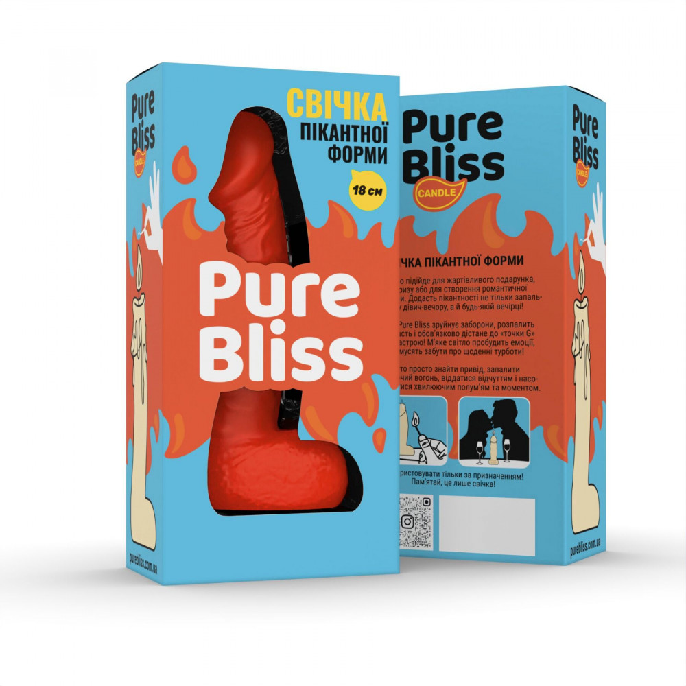 Секс приколы, Секс-игры, Подарки, Интимные украшения - Свеча в виде члена Pure Bliss BIG Orange 18 см 5