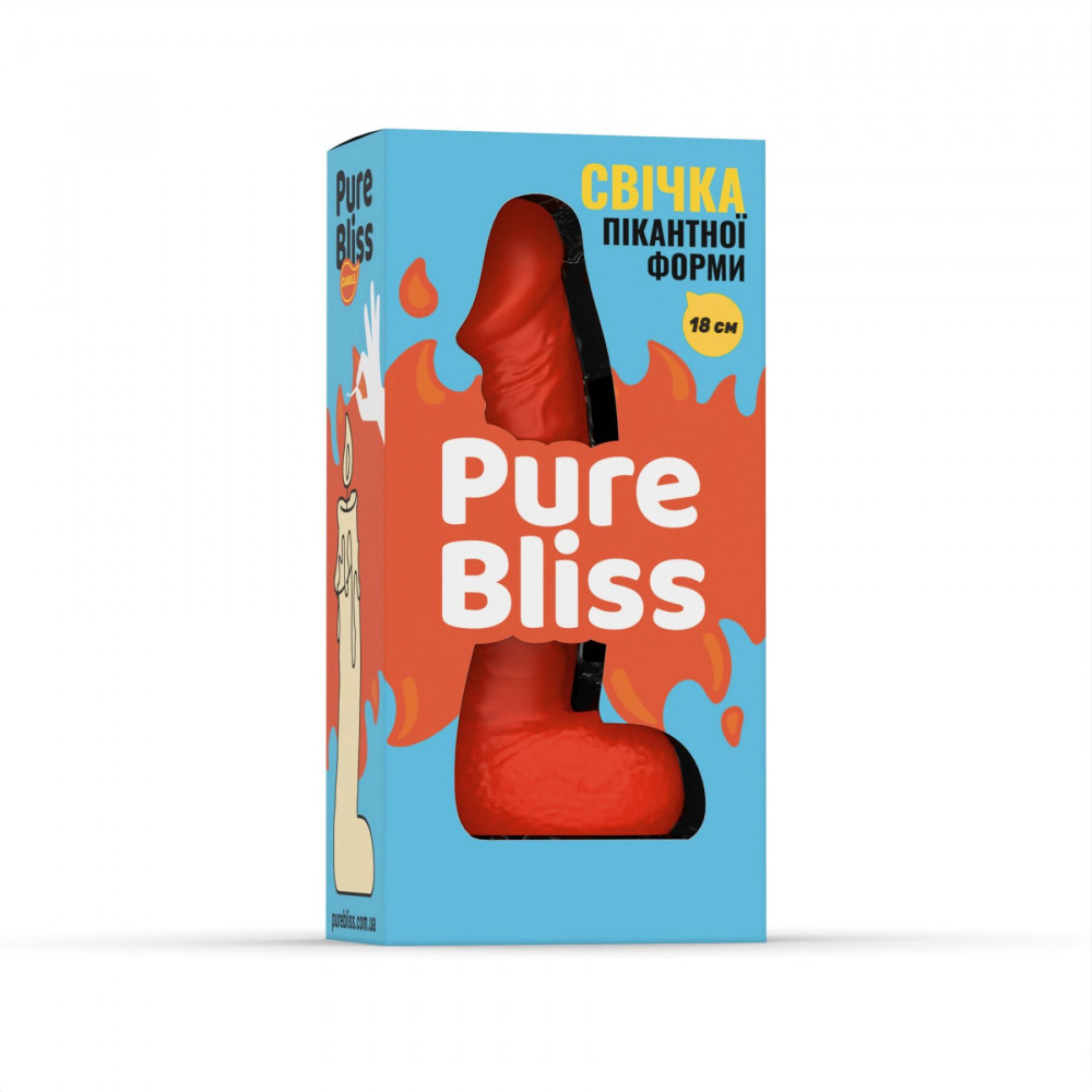 Секс приколы, Секс-игры, Подарки, Интимные украшения - Свеча в виде члена Pure Bliss BIG Orange 18 см 4